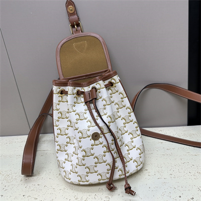 Celine Mini Backpack Folco In Triomphe Canvas and Calfskin White