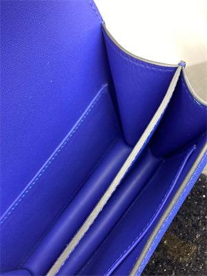 Constance Bag Epsom Leather 18CM Gold/Silver Tone Metal In Blue Electric Color HS