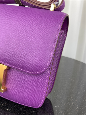 Constance Bag Epsom Leather 18CM Gold/Silver Tone Metal In Anemone Color HS