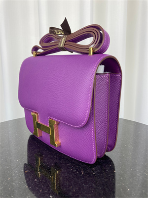 Constance Bag Epsom Leather 18CM Gold/Silver Tone Metal In Anemone Color HS