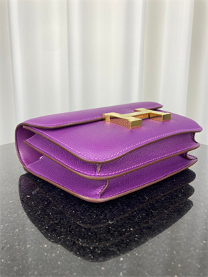 Constance Bag Epsom Leather 18CM Gold/Silver Tone Metal In Anemone Color HS