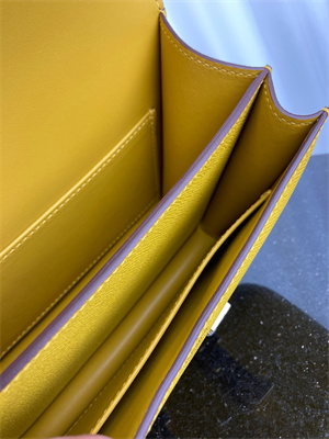 Constance Bag Epsom Leather 18CM Gold/Silver Tone Metal In Jaune Amber Color HS