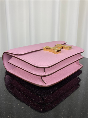 Constance Bag Epsom Leather 18CM Gold/Silver Tone Metal In Mauve Sylvestre Color HS