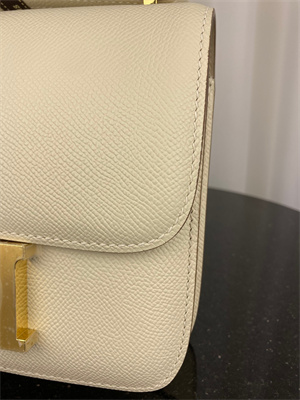 Constance Bag Epsom Leather 18CM Gold/Silver Tone Metal In Craie Color HS
