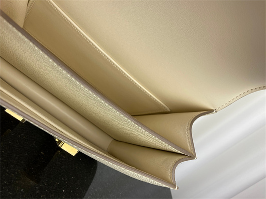 Constance Bag Epsom Leather 18CM Gold/Silver Tone Metal In Craie Color HS