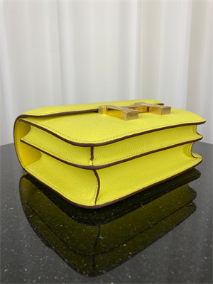Constance Bag Epsom Leather 18CM Gold/Silver Tone Metal In Lime Color HS
