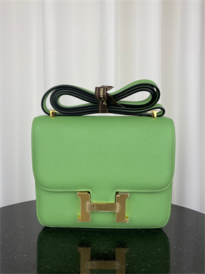 Constance Bag Epsom Leather 18CM Gold/Silver Tone Metal In Vert Criquet Color HS