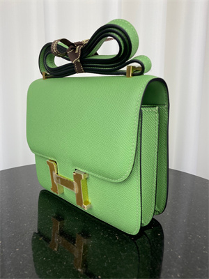 Constance Bag Epsom Leather 18CM Gold/Silver Tone Metal In Vert Criquet Color HS