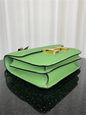 Constance Bag Epsom Leather 18CM Gold/Silver Tone Metal In Vert Criquet Color HS
