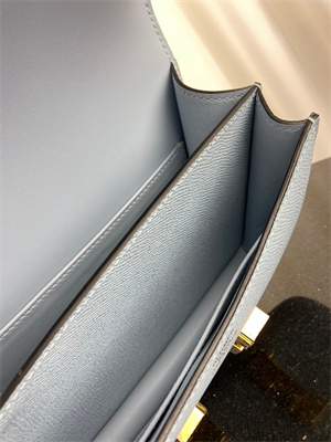 Constance Bag Epsom Leather 18CM Gold/Silver Tone Metal In Blue Brume Color HS