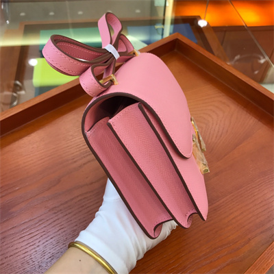 Constance Bag Epsom Leather 18CM Gold/Silver Tone Metal In Pink Color HS