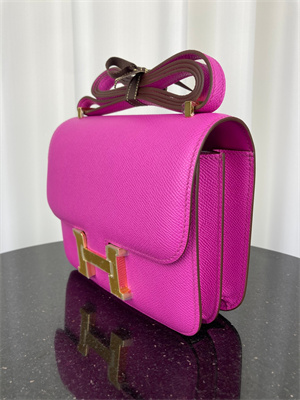 Constance Bag Epsom Leather 18CM Gold/Silver Tone Metal In Magnolia Color HS