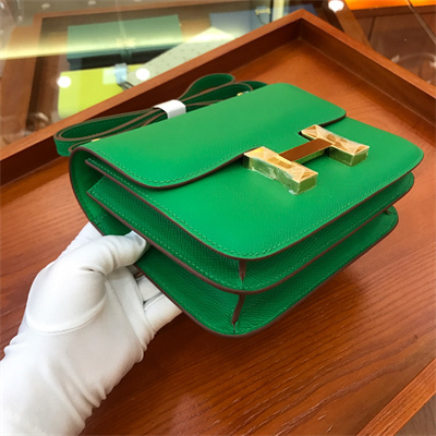 Constance Bag Epsom Leather 18CM Gold/Silver Tone Metal In Bombou Color HS