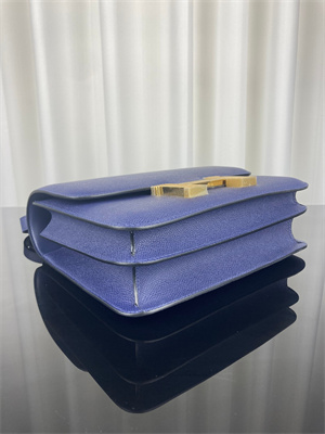 Constance Bag Epsom Leather 24CM Gold/Silver Tone Metal In Navy Color HS