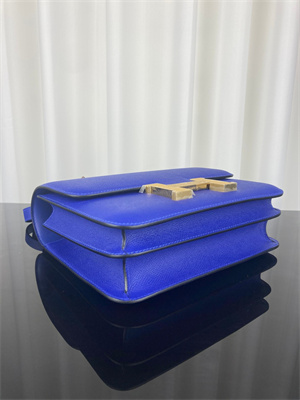 Constance Bag Epsom Leather 24CM Gold/Silver Tone Metal In Blue Electric Color HS