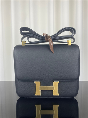 Constance Bag Epsom Leather 24CM Gold/Silver Tone Metal In Black Color HS