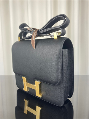 Constance Bag Epsom Leather 24CM Gold/Silver Tone Metal In Black Color HS