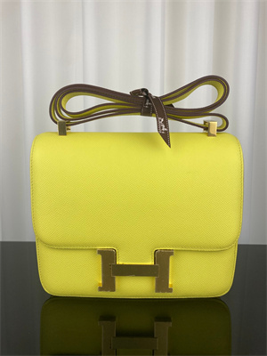 Constance Bag Epsom Leather 24CM Gold/Silver Tone Metal In Lime Color HS