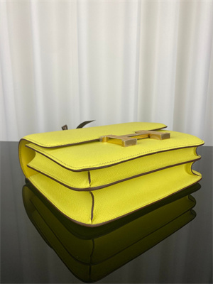 Constance Bag Epsom Leather 24CM Gold/Silver Tone Metal In Lime Color HS