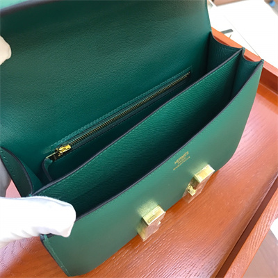 Constance Bag Epsom Leather 24CM Gold/Silver Tone Metal In Green Color HS