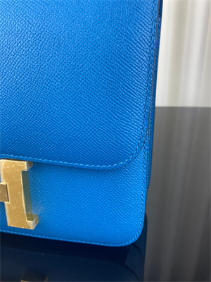 Constance Bag Epsom Leather 24CM Gold/Silver Tone Metal In Bleu Zanzibar Color HS
