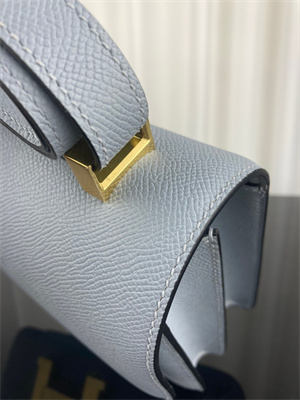Constance Bag Epsom Leather 24CM Gold/Silver Tone Metal In Bleu Lin Color HS