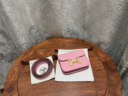 Constance SLIM Wallet With Strap Epsom Leather Gold Tone Metal In Pink Color HS