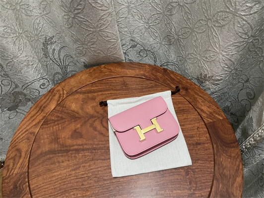 Constance SLIM Wallet With Strap Epsom Leather Gold Tone Metal In Pink Color HS