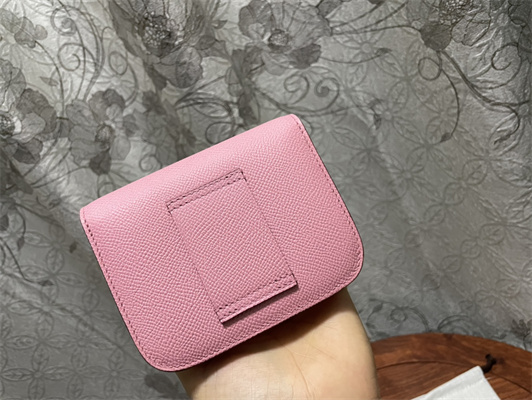 Constance SLIM Wallet With Strap Epsom Leather Gold Tone Metal In Pink Color HS