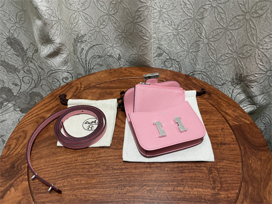 Constance SLIM Wallet With Strap Epsom Leather Silver Tone Metal In Pink Color HS