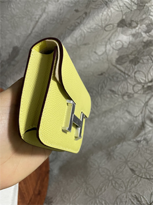 Constance SLIM Wallet With Strap Epsom Leather Silver Tone Metal In Yellow Color HS