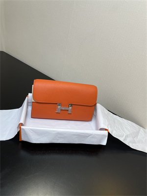 Constance To Go Wallet Epsom Leather Silver Tone Metal In Orange Color HS
