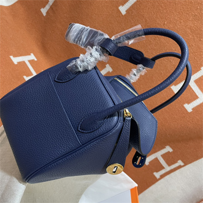 Lindy Bag Taurillon Clemence Leather 26/30CM Gold Tone Metal In Bleu Saphir Color HS