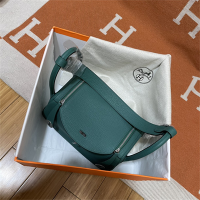 Lindy Bag Taurillon Clemence Leather 26/30CM Silver Tone Metal In Malachite Color HS