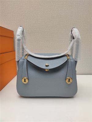 Lindy Bag Taurillon Clemence Leather 26/30CM Gold/Silver Tone Metal In Bleu Lin Color HS