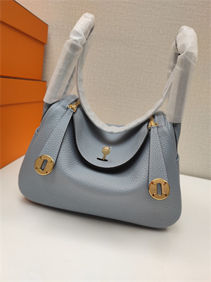 Lindy Bag Taurillon Clemence Leather 26/30CM Gold/Silver Tone Metal In Bleu Lin Color HS