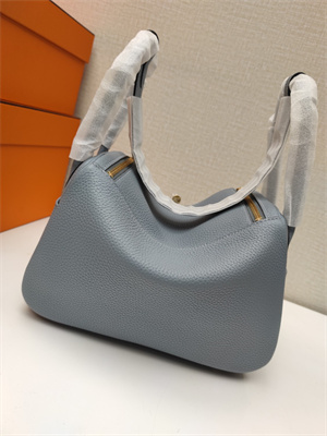 Lindy Bag Taurillon Clemence Leather 26/30CM Gold/Silver Tone Metal In Bleu Lin Color HS