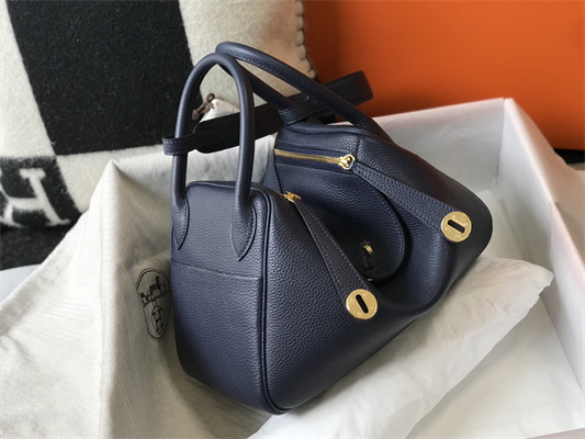 Lindy Bag Calfskin Leather 26/30CM Gold/Silver Tone Metal In Navy Color