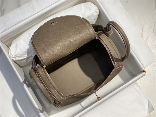 Lindy Bag Calfskin Leather 26/30CM Gold/Silver Tone Metal In Etoupe Color