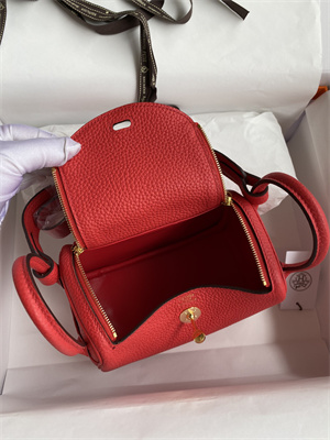 Lindy Mini Bag Taurillon Clemence Leather Gold/Silver Tone Metal In Red Color HS