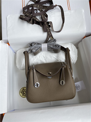Lindy Mini Bag Taurillon Clemence Leather Gold/Silver Tone Metal In Etoupe Color HS