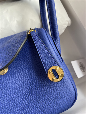 Lindy Mini Bag Taurillon Clemence Leather Gold/Silver Tone Metal In Blue Electric Color HS