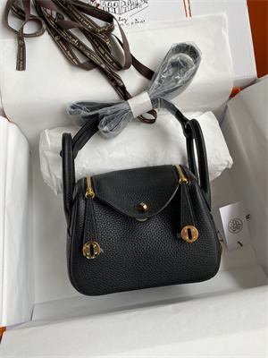 Lindy Mini Bag Taurillon Clemence Leather Gold/Silver Tone Metal In Black Color HS