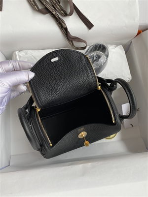 Lindy Mini Bag Taurillon Clemence Leather Gold/Silver Tone Metal In Black Color HS