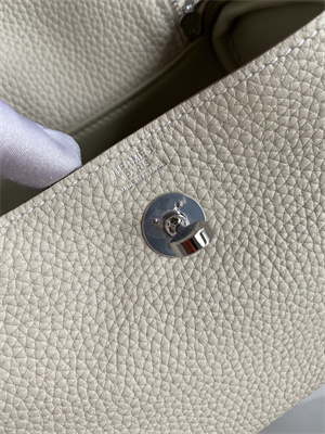 Lindy Mini Bag Taurillon Clemence Leather Gold/Silver Tone Metal In Craie Color HS