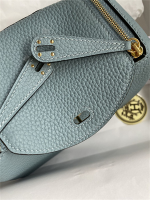 Lindy Mini Bag Taurillon Clemence Leather Gold/Silver Tone Metal In Azure Blue Color HS