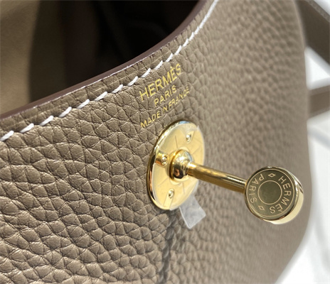 Lindy Mini Bag Calfskin Leather Gold/Silver Tone Metal In Etoupe Color