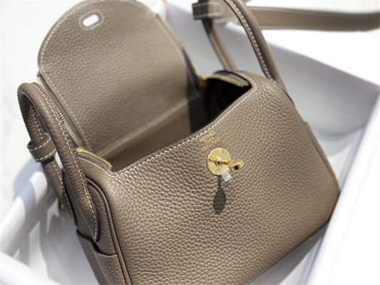 Lindy Mini Bag Calfskin Leather Gold/Silver Tone Metal In Etoupe Color