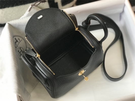 Lindy Mini Bag Calfskin Leather Gold/Silver Tone Metal In Black Color