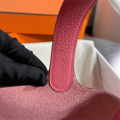 Picotin Lock Bag Togo Leather 18/22CM Gold/Silver Tone Metal In Rose Lipsur Color HS